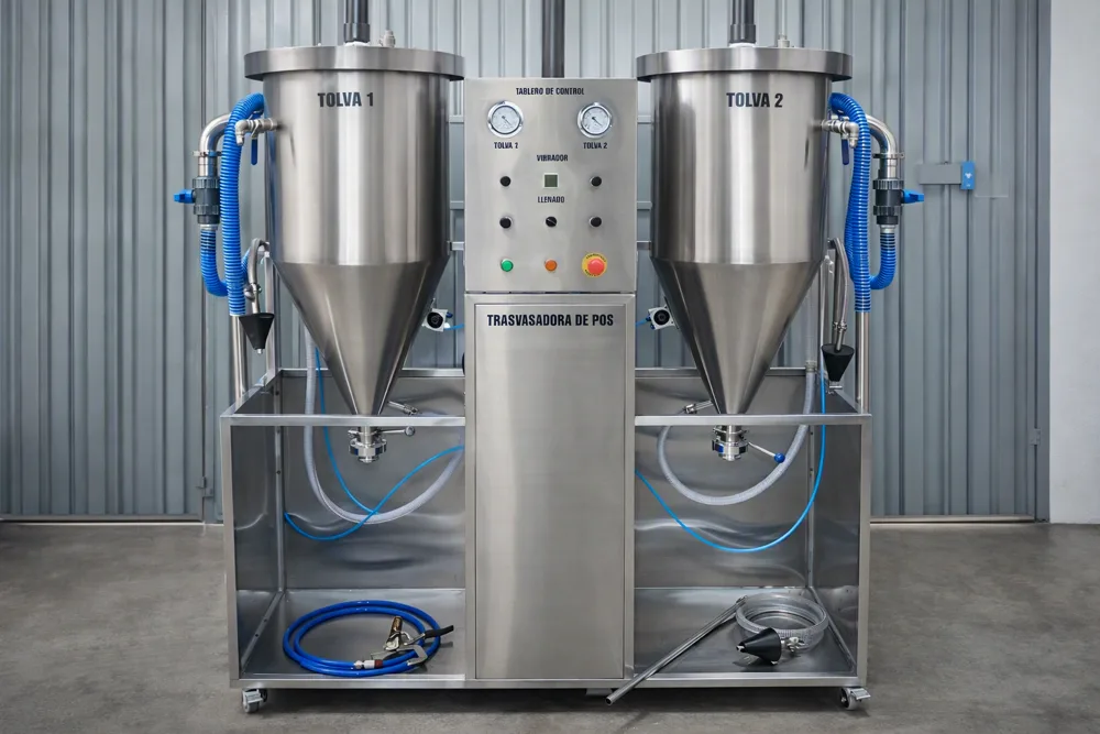 Trasvasadora de polvo químico seco electroneumática – 2 tolvas